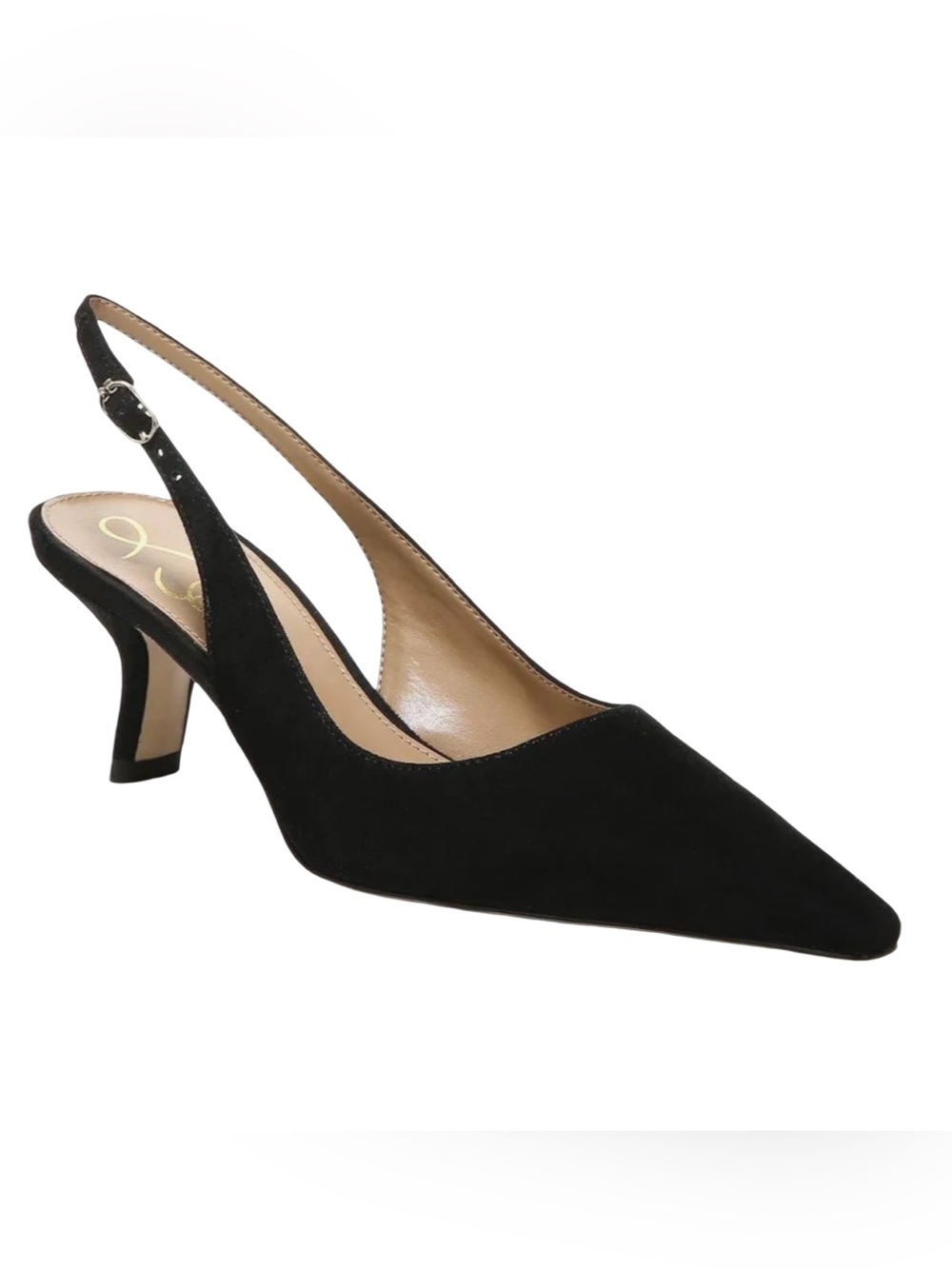 Sam Edelman Bianka Black Suede Slingback Pump Kitten Heel – Size 6